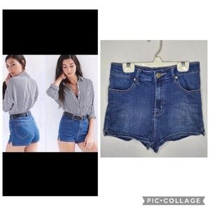 Womens BDG Super High Rise Spade Pin Up Shorts Blue Denim Stretch Size 27